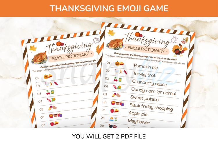 Thanksgiving Emoji Game For Adults