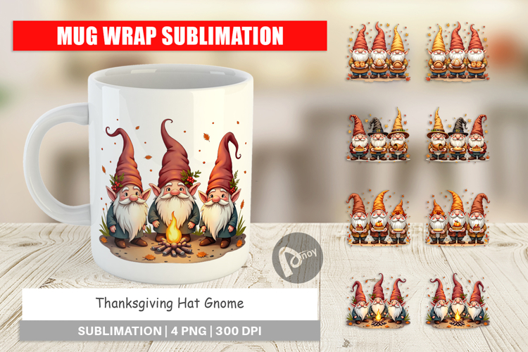 Thanksgiving Hat Gnome Mug Wrap