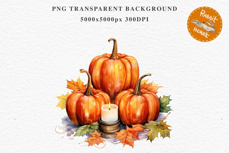 Thanksgiving Pumpkin With Candle Clipart PNG Scrapbooking