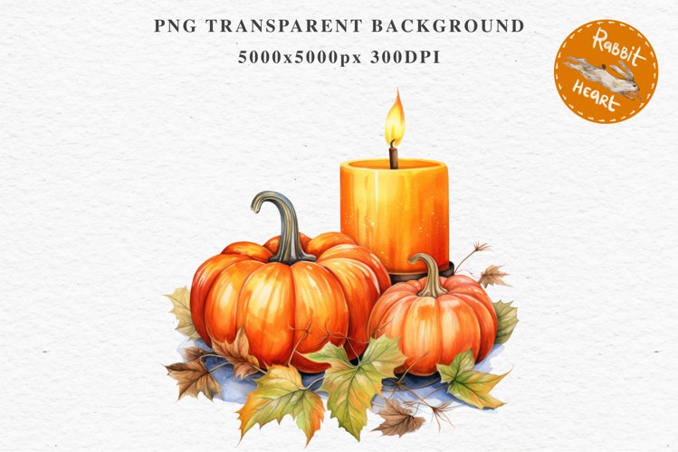 Thanksgiving Pumpkin With Candle Clipart PNG Scrapbooking