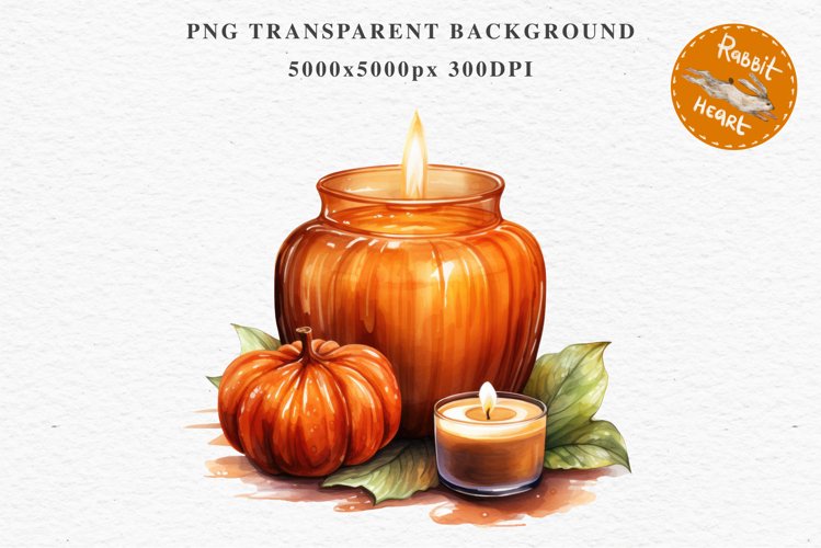 Thanksgiving Pumpkin With Candle Clipart PNG Scrapbooking