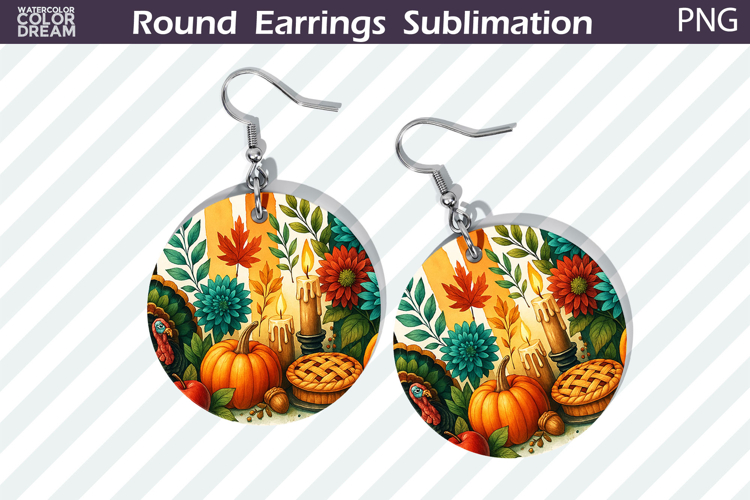 Thanksgiving Round Earrings | Pumpkin Floral Earring