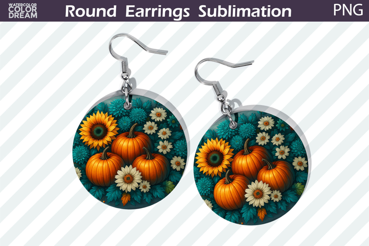 Thanksgiving Round Earrings | Pumpkin Floral Earring