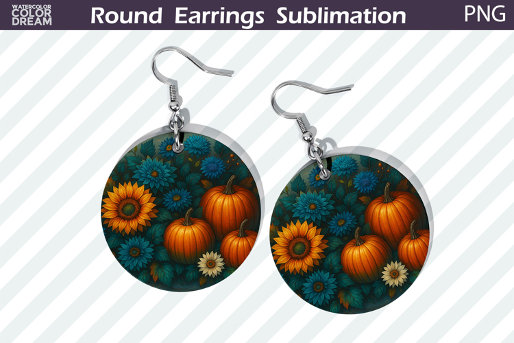 Thanksgiving Round Earrings | Pumpkin Floral Earring