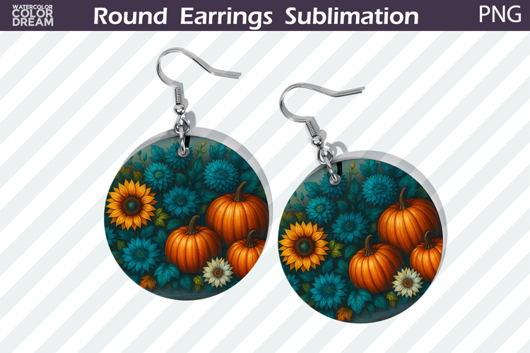 Thanksgiving Round Earrings | Pumpkin Floral Earring