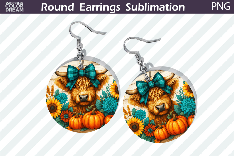 Thanksgiving Round Earrings | Pumpkin Cow Earring