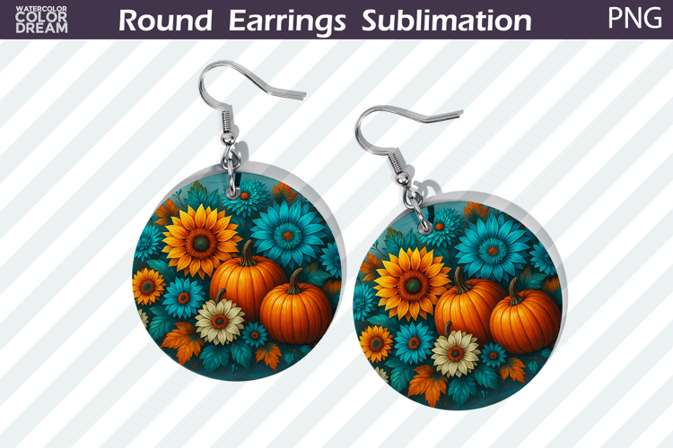 Thanksgiving Round Earrings | Pumpkin Floral Earring