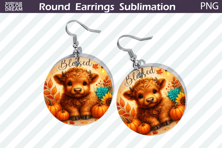 Thanksgiving Round Earrings | Pumpkin Cow Earring