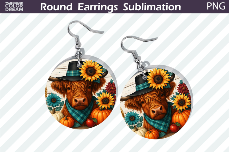 Thanksgiving Round Earrings | Pumpkin Cow Earring