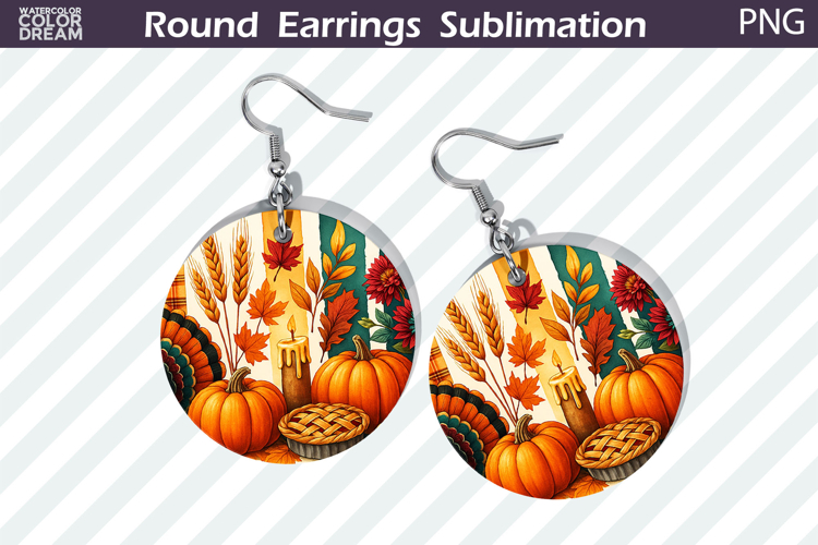 Thanksgiving Round Earrings | Pumpkin Floral Earring