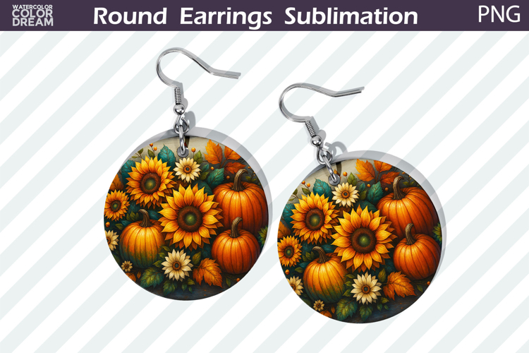 Thanksgiving Round Earrings | Pumpkin Floral Earring