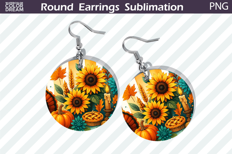 Thanksgiving Round Earrings | Pumpkin Floral Earring