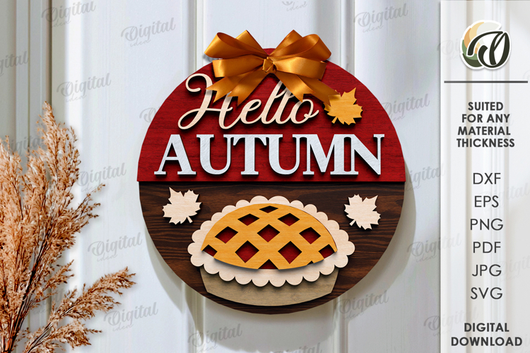 Thanksgiving round sign Laser Cut. Wall decor SVG