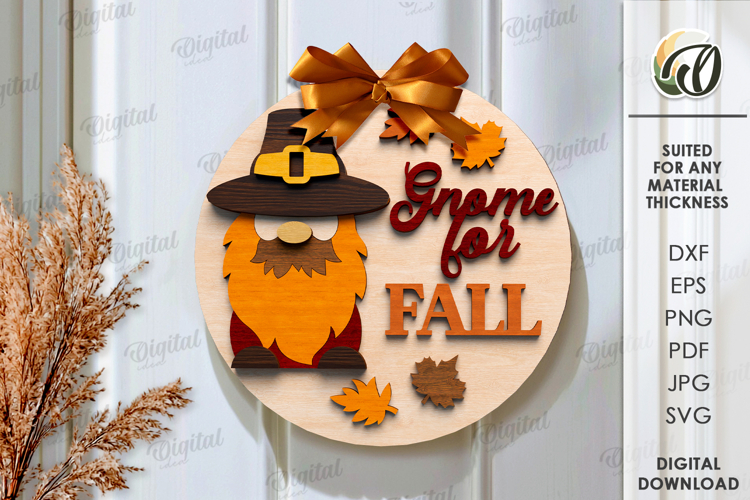 Thanksgiving round sign Laser Cut. Wall decor SVG