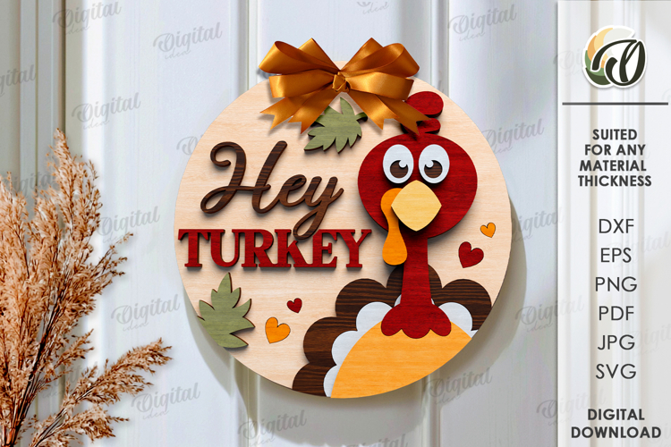 Thanksgiving round sign Laser Cut. Wall decor SVG