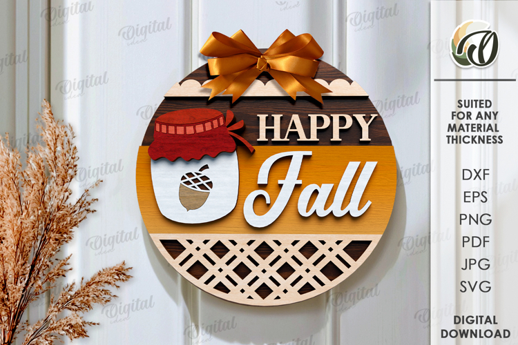 Thanksgiving round sign Laser Cut. Wall decor SVG