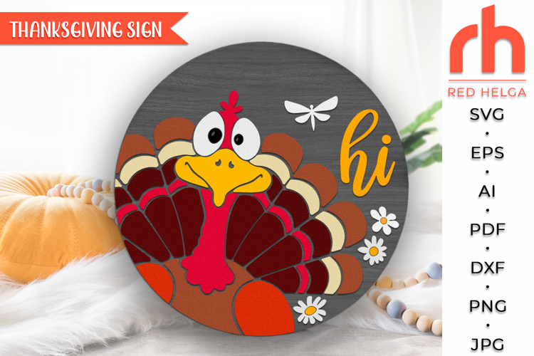 Thanksgiving Door Sign SVG, Turkey Hanger, Fall Hanging Sign