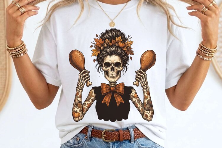 Thanksgiving Skeleton Turkey Drumsticks Fall Autumn PNG example image 1
