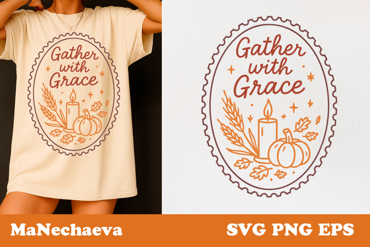 Fall Thanksgiving Postage Stamp SVG | Gather with Grace