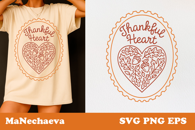 Fall Thanksgiving Postage Stamp SVG | Thankful Heart