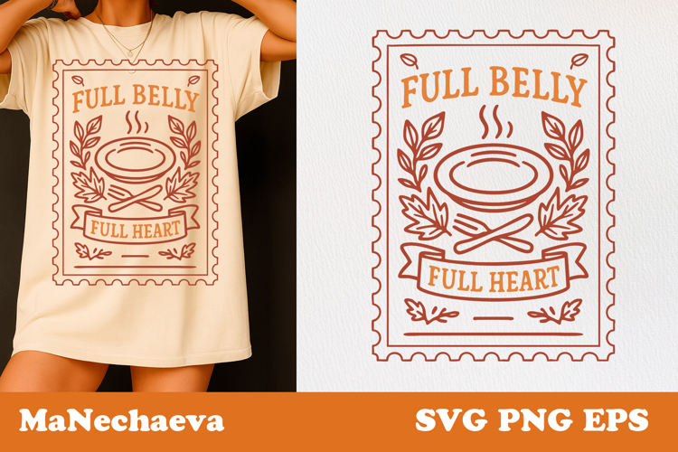 Fall Thanksgiving Postage Stamp SVG | Full Belly Full Heart