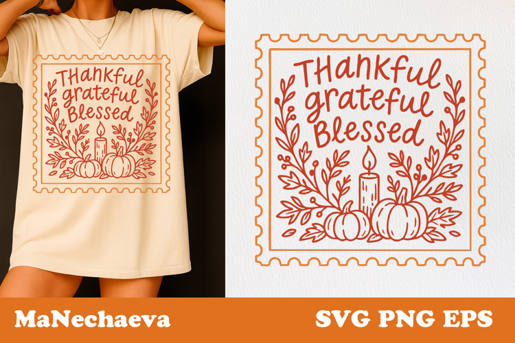 Fall Thanksgiving Postage Stamp SVG | Thankful Grateful