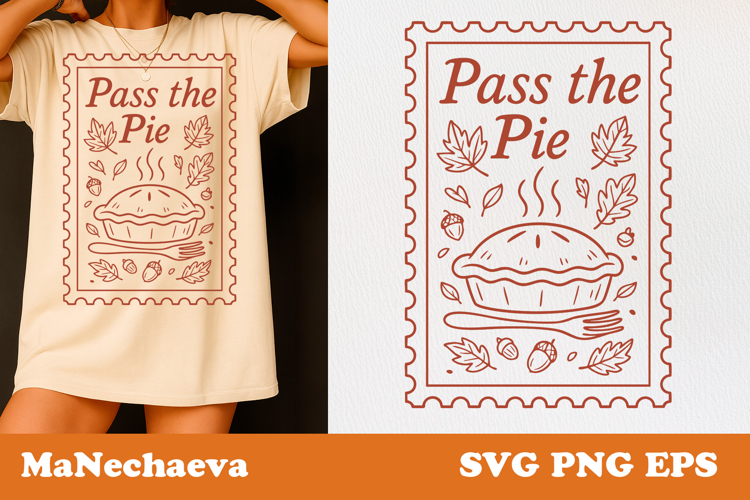Fall Thanksgiving Postage Stamp SVG | Pass the Pie