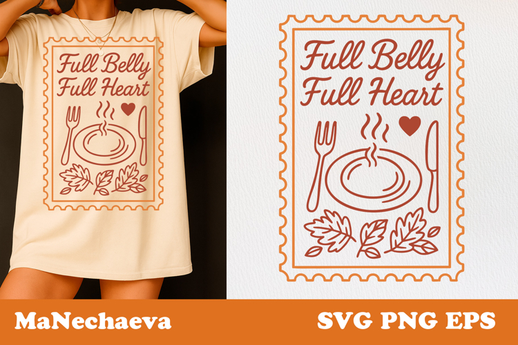 Fall Thanksgiving Postage Stamp SVG | Full Belly Full Heart