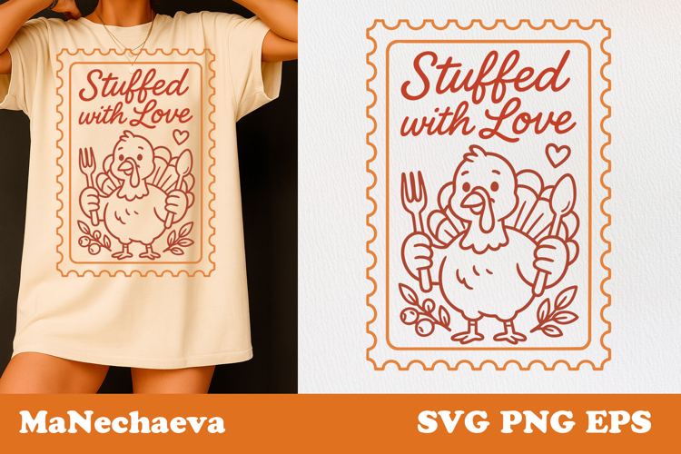 Fall Thanksgiving Postage Stamp SVG | Stuffed with Love