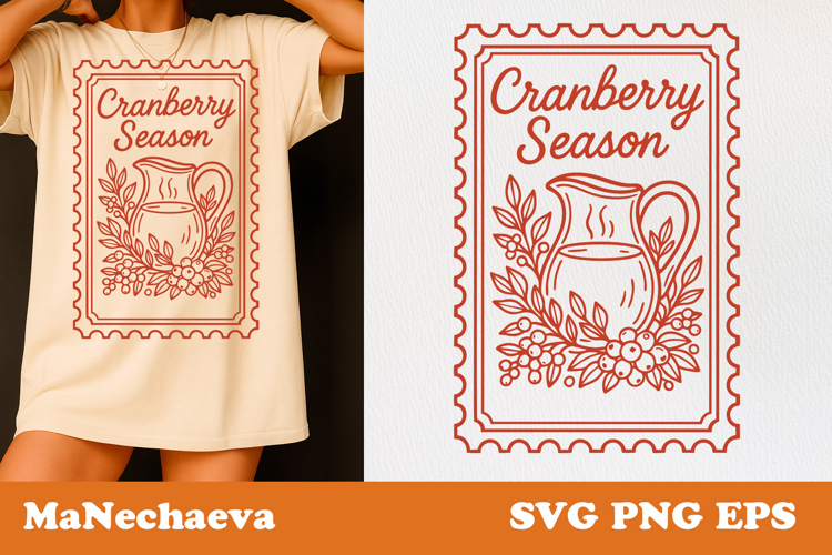 Fall Thanksgiving Postage Stamp SVG | Cranberry Season