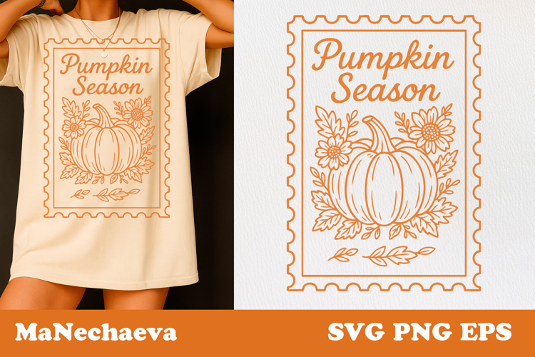 Fall Thanksgiving Postage Stamp SVG | Pumpkin Season