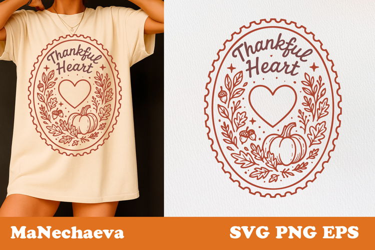 Fall Thanksgiving Postage Stamp SVG | Thankful Heart