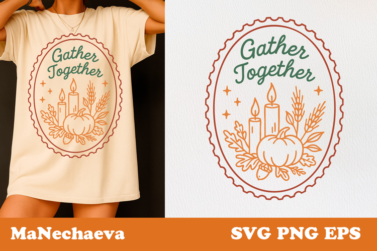 Fall Thanksgiving Postage Stamp SVG | Gather Together