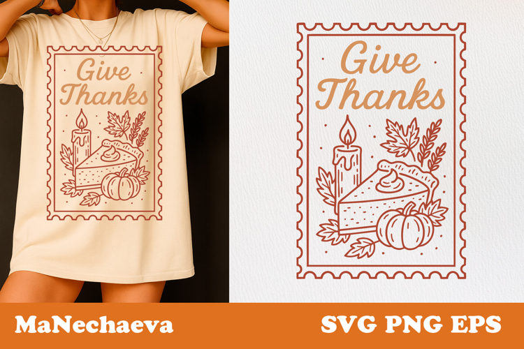 Fall Thanksgiving Postage Stamp SVG | Give Thanks