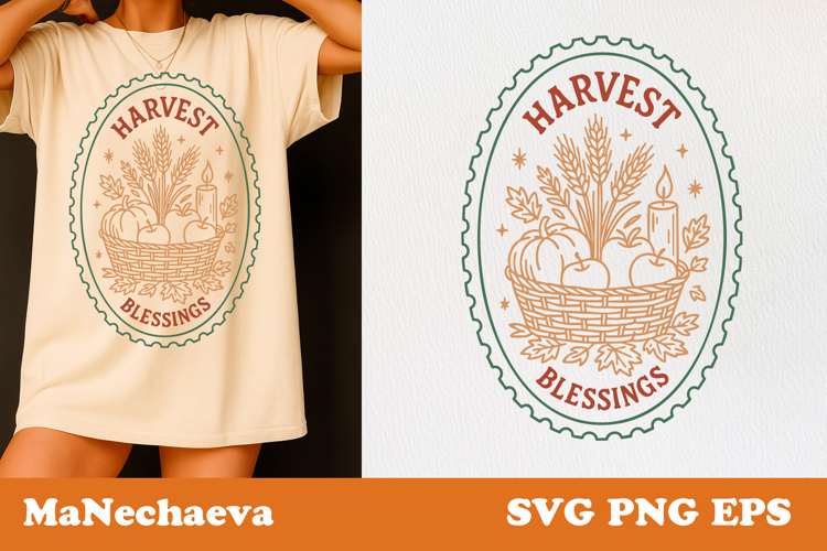 Fall Thanksgiving Postage Stamp SVG | Harvest Blessings