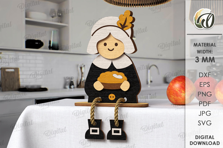 Thanksgiving Stand Decor Laser Cut. Pilgrim SVG