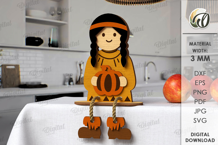 Thanksgiving Stand Decor Laser Cut. Native American SVG