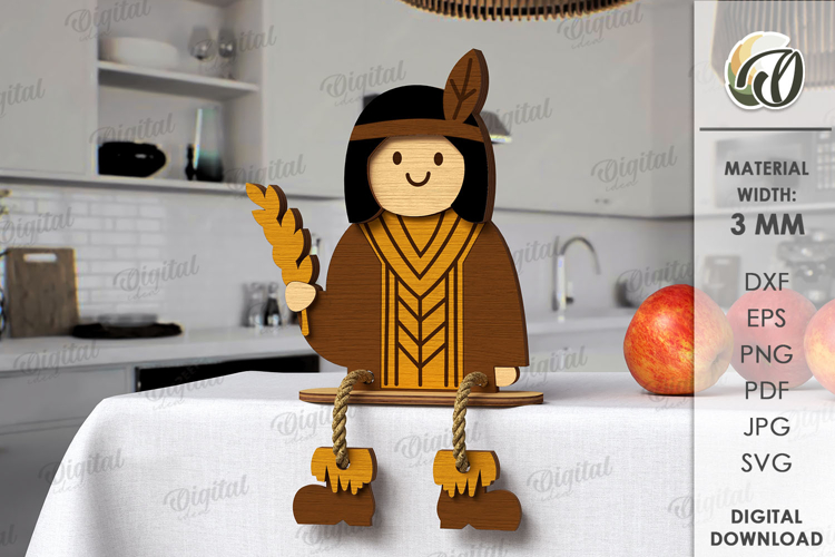 Thanksgiving Stand Decor Laser Cut. Native American SVG