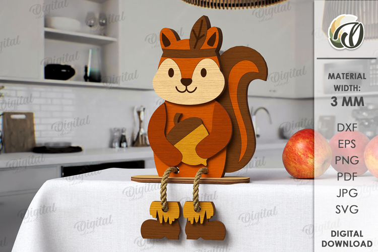 Thanksgiving Stand Decor Laser Cut. Squirrel SVG