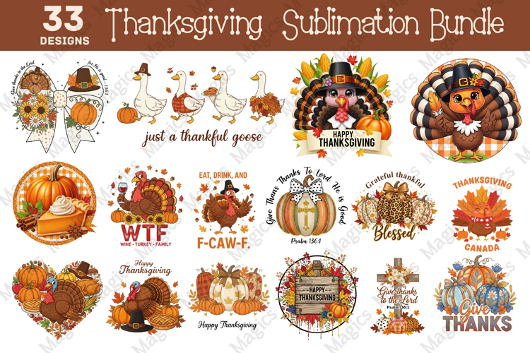 Thanksgiving Sublimation Bundle| Autumn And Fall PNG Design