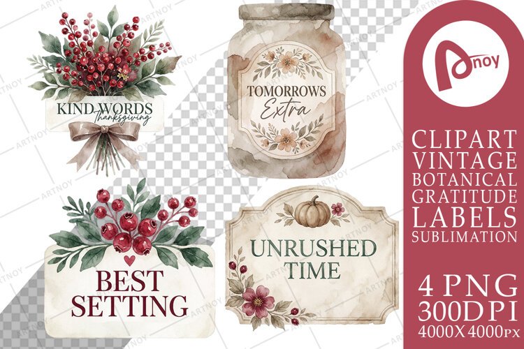 Thanksgiving Table Botanica Labels Sublimation example image 1