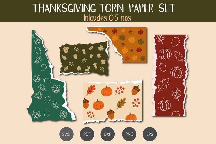 Thanksgiving Torn Paper SVG example image 1