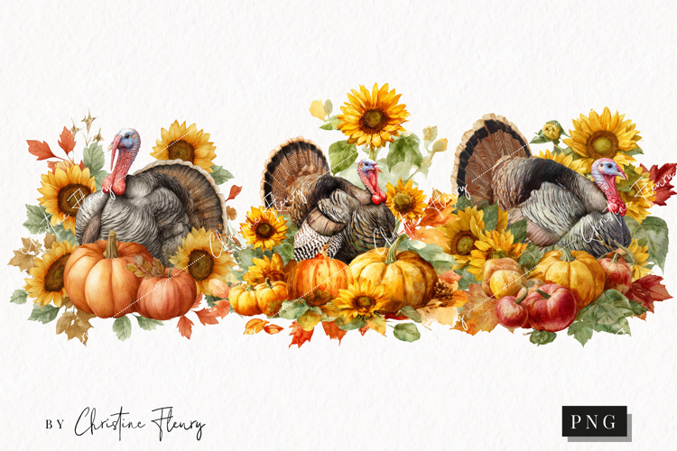 Watercolor Thanksgiving Turkey | Thanksgiving Png