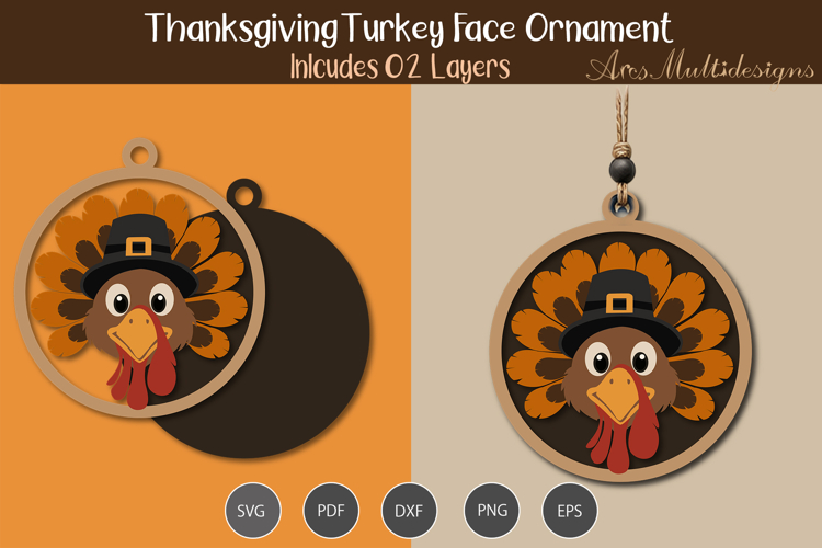 Thanksgiving Turkey Face Ornament SVG