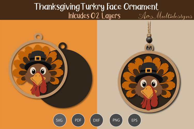 Thanksgiving Turkey Face Ornament SVG