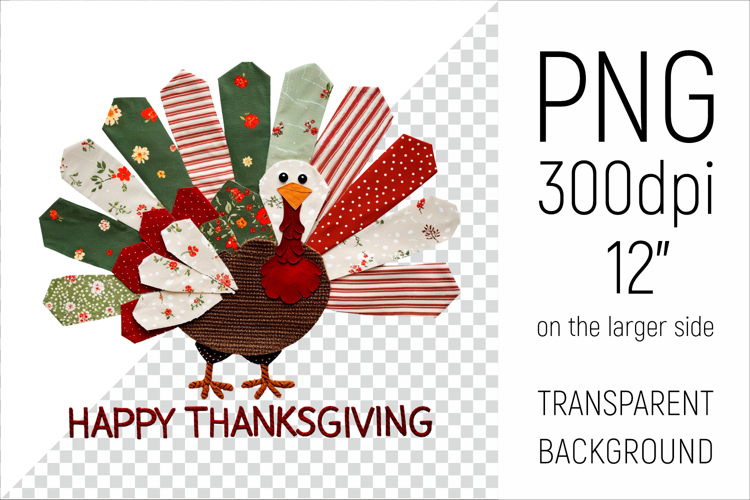 Patchwork Thanksgiving Turkey Clipart