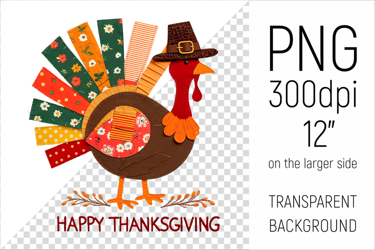 Patchwork Thanksgiving Turkey Clipart