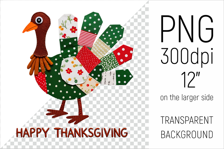 Patchwork Thanksgiving Turkey Clipart