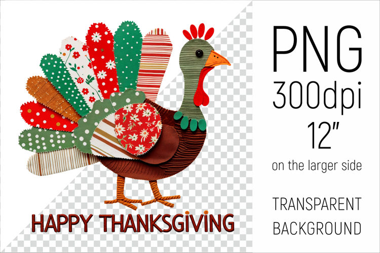 Patchwork Thanksgiving Turkey Clipart