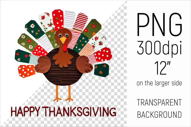Patchwork Thanksgiving Turkey Clipart